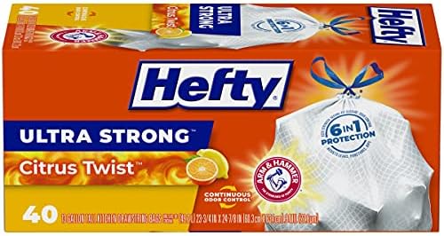 Hefty Ultra Strong Tall Kitchen Trash Bags, Citrus Twist Scent, 13 Gallon, 40 Count