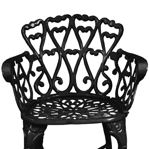 Image of BRISHI Cast Aluminium Garden Patio Seating Chair and Table Set for Balcony Outdoor Furniture with 1 Table and 4 Chair Set (Black)