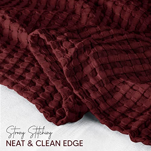 Image of Utopia Bedding 100% Cotton Waffle Weave Blanket King Size for Bed - Lightweight, Breathable Summer Blankets Soft and Cozy, Gifts for Women Home Room Decor (Burgundy, 90x108 Inch)