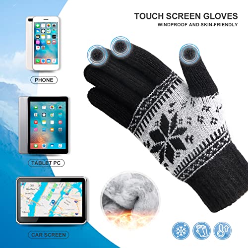 Höter Winter Touch Screen Gloves Snow Flower Printing Keep Warm For Women And Men #TOP1