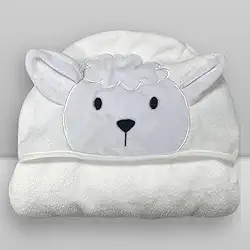 Toalha de Banho Baby com Capuz Laço Bebê Animada (Ovelha Branco)