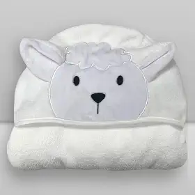 Toalha de Banho Baby com Capuz Laço Bebê Animada (Ovelha Branco)