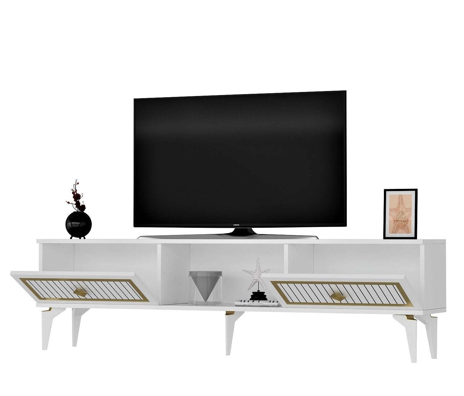 Elegante mueble de TV de roble, 150 cm x 30 cm x 50 cm | Tablero de partículas 100