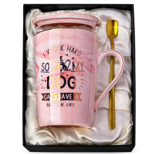 Dog Mum Gifts for Women - Unique Dog Lover Gift for Mum Girlfriend Wife Sister Aunt Best Friend - 14oz Ceramic Coffee Mug for Dogs-Loving Friends Cute Christmas Birthday Present Elegantly Boxed