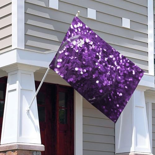 Drapeau violet à paillettes de qualité supérieure, bannière en polyester durable à 4 œillets