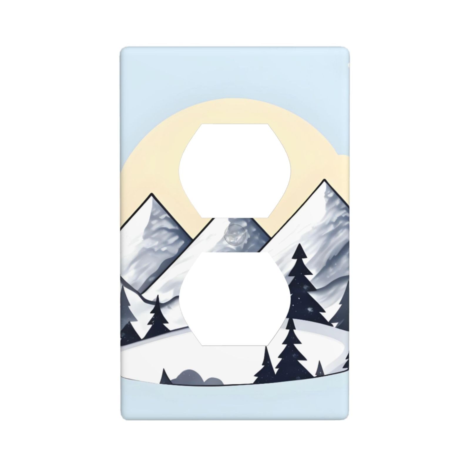 White Snowy Mountains Decorative Switch Plate Cover-Unbreakable Polycarbonate Wall Plate for Home Office, 1 Gang with Screws