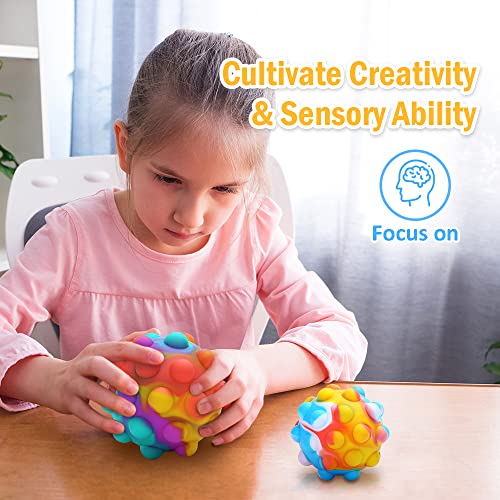 4 Pack Pop Fidget Toys, 3D Silicone Push Bubble Sensory Toys For Kids Teens & Adults, Pop Ball It Fidget Toys, Poppers Its Squeeze Balls Stress Relief Toys, Bpa Free Food Grade Silicone Toddler Toys #TOP2
