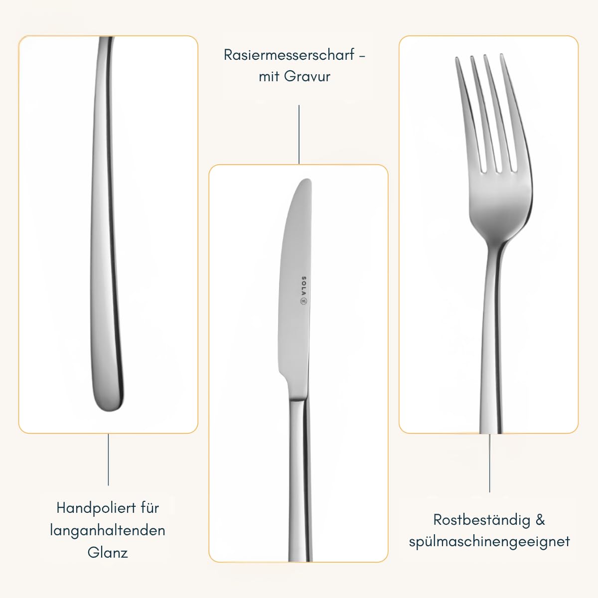 Sola Besteckset Donau - 18/10 Edelstahl - 24-teilig / 6 Personen