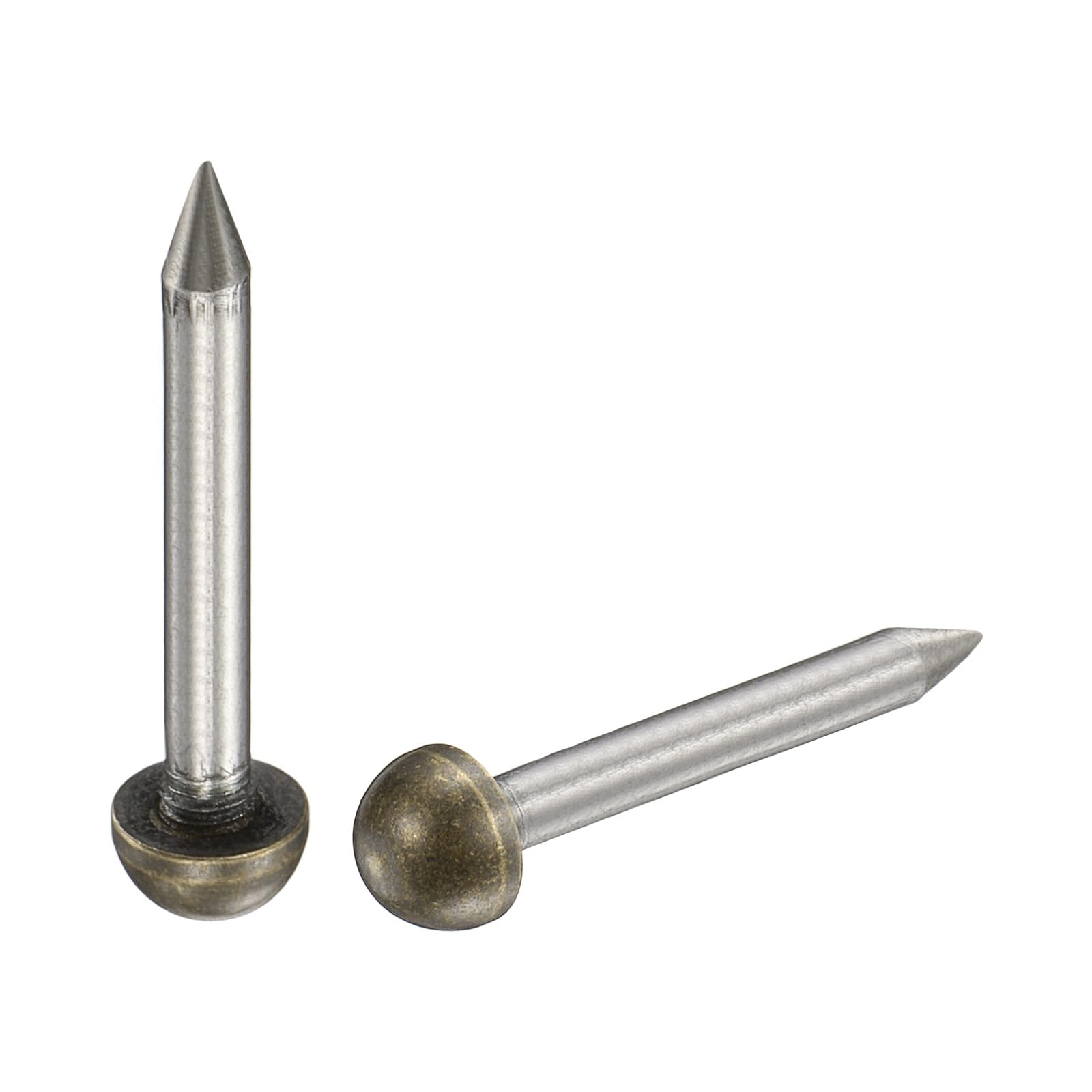 sourcing map 40Pcs Solid Brass Upholstery Tacks, 6mm Retro Upholstery Nails Decorative Thumb Push Pins for Wood Boxes Carpet Sofa Furniture Leather Crafts, Bronze