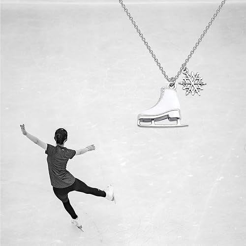 Miniatura 7 de Llavero de patinaje sobre hielo, diseño de patinaje artístico esmaltado, color blanco, para patinar, regalo para los amantes del patinaje