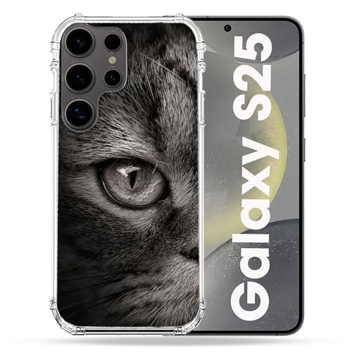 Coque Samsung S25 Cokitec anti-chute motif chat gris durable