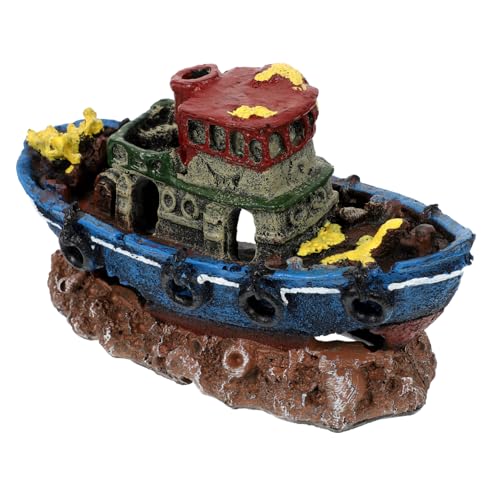 TOGEVAL 水槽造園用ボート セーリングアクセサリー 水族館 置物 ネイビーの装飾 人工 水槽の装飾小 大きな水槽の装飾 沈没船の装飾 樹脂アクアリウムオーナメント 水槽の供給 水槽アクセサリー