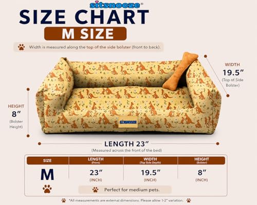 Image of SITSNOOZE Medium Dog Bed (5 to 10kg) for Beagle, Pug, French Bulldog - Extra Soft Washable Lounger Cushion, Orthopedic Mattress, Waterproof Anti-Slip Base Luxury Cotton Pet Bed (Print 19, M)