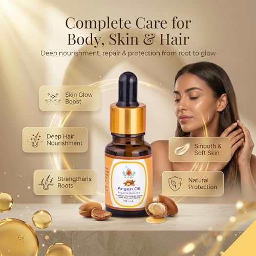 Image of KUNJ Argan Oil 10ml | 100% Pure & Natural Cold Pressed Moroccan Argan Oil | Undiluted Oil for Hair Nourishment, Skin Hydration, Face Care & DIY Beauty Use