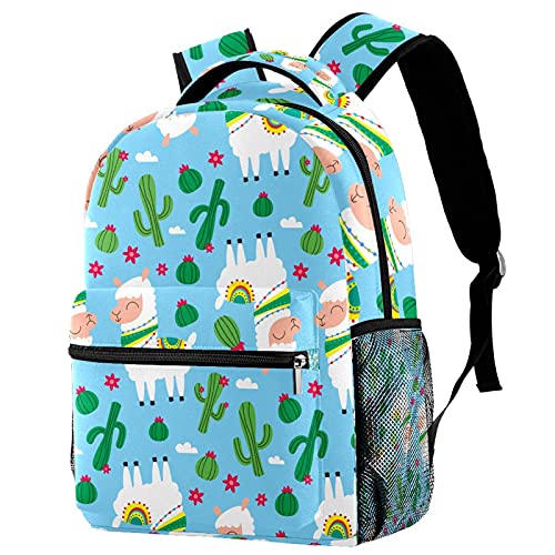 Sac à dos rigolo alpaga et cactus léger pour matériel scolaire fille et garçon