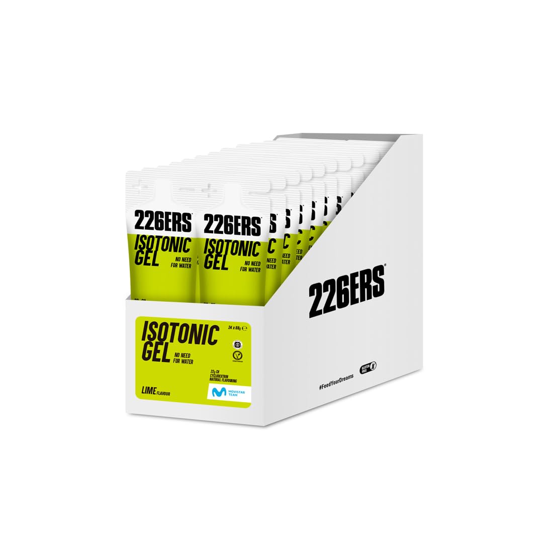 226ERS Isotonic Gel | Gel Isotonico con Ciclodestrina come Carboidrato, Gel Energetico Isotonico Vegano per Idratazione, Energia e Resistenza, Lime - 24 Unità