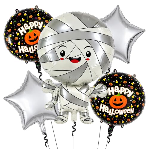 Image of Mummy Theme Halloween Foil Balloons For Decoration, Set of 5 pcs