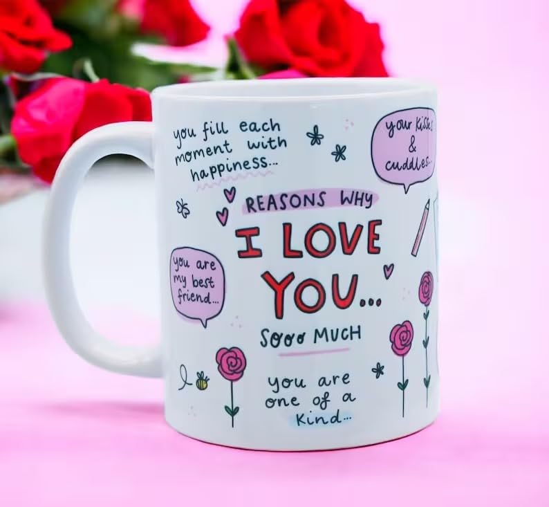 Sponsored Ad - DAYS I Love You Mug Happy Valentines Gifts for Girlfriend Boyfriend Husband Wife Couple Lover Printed White Ceramic Coffee Mug