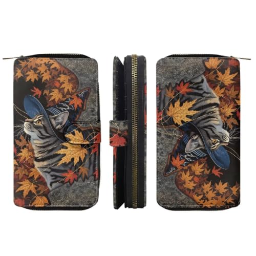 Image of COEQINE Ladies Wallets Pink Leopard Heart Black Printed Leather Phone Long Clutch Purses Check Coin Change Holder