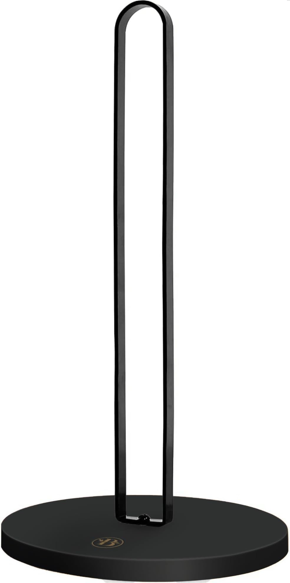 Black Paper Towel Holder - Wooden Countertop Stand with Non-Slip Base, Modern Kitchen Paper Dispenser for Home or Office