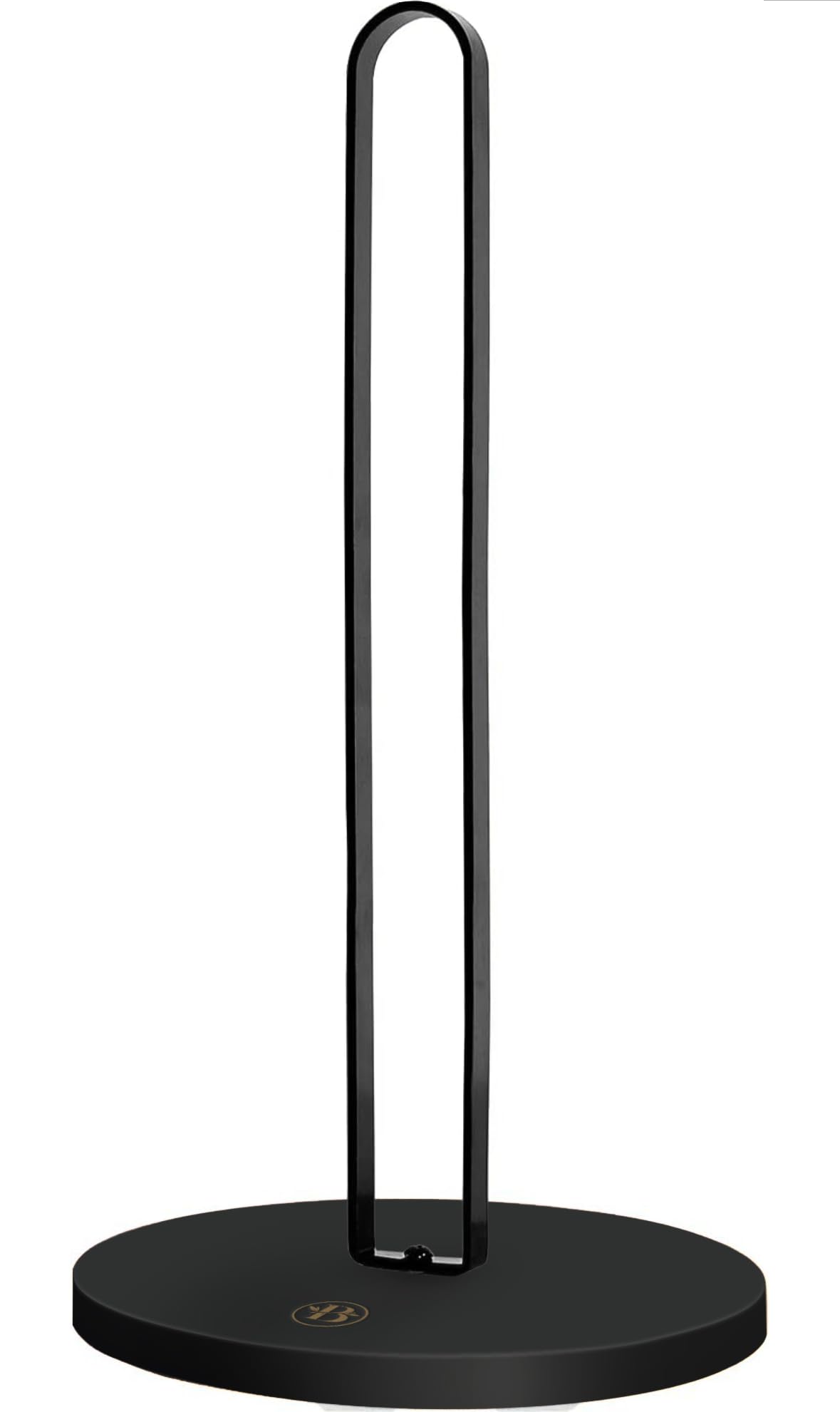 Black Paper Towel Holder - Wooden Countertop Stand with Non-Slip Base, Modern Kitchen Paper Dispenser for Home or Office