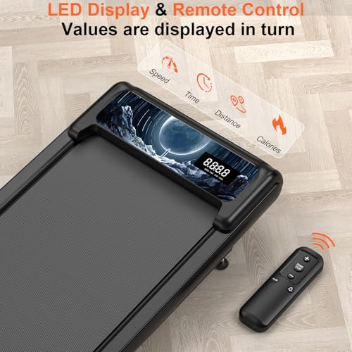 HCOIW Walking Treadmill Pad with Incline - Portable Under Desk Treadmill, Walking Mat Pad with Handle Bar, 2.5HP Low Noise, 2 in 1 Treadmills for Home Office, Remote Control with LED Screen 270LBS - Image 4