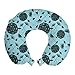 ABAKUHAUS Diente de león Cojín de Viaje para Soporte de Cuello, Las Semillas flotantes del Arte del jardín, de Espuma con Memoria y Funda Estampada, 30x30 cm, Azul pálido Gris del Trullo