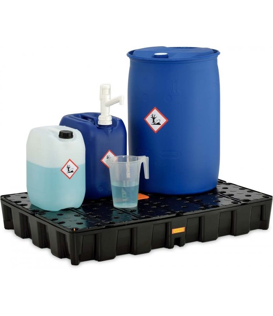 CEMO 10711 PE-Auffangwanne "120 HD" mit PE-Rost, schwarz, 120 L