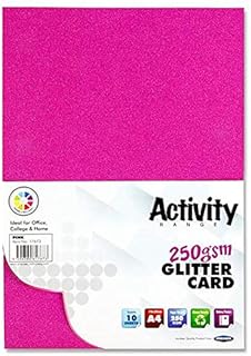 Premier Stationery A4 250gsm Glitter Card - Pink. Pack of 10