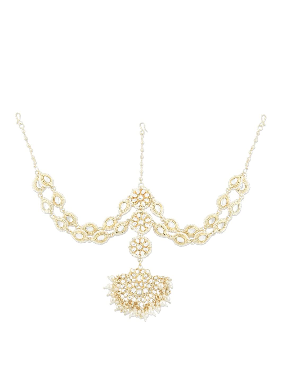 Zaveri Pearls Gold Tone Kundan & Pearls Embellished Bridal MathaPatti Style Maangtikka For Women-ZPFK12191 (B09RK6LK6W) Amazon Price History, Amazon Price Tracker