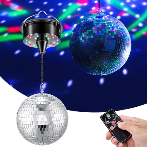 Boule Disco Boule à Facettes, Boule Disco Rotative De 15 Cm LumièRes Disco LumièRes De FêTe LumièRes MotoriséEs Avec TéLéCommande Pour Les FêTes (Vitesse RéGlable)