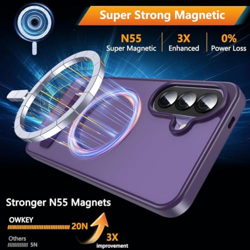 Image of Elzzi MagSafe Compatible Case for Samsung A57 Translucent Matte Bottom Kickstand Shockproof Slim Anti-Fingerprint Magnetic Hybrid Protective Cover (Deep)