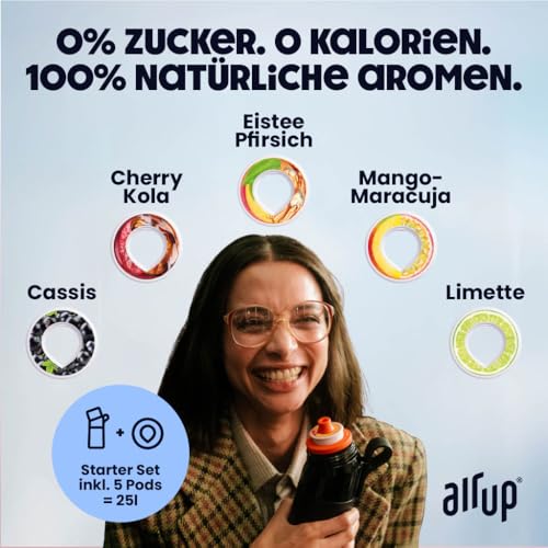Foto von air up Trinkflasche (600 ml) für Schule, Sport, Gym | inkl. 5 zuckerfreien Duft-Pods & Strohhalm | Wasserflasche in Blau mit Geschmack - auch für Kinder, Jungen, Mädchen | Kohlensäure-geeignet