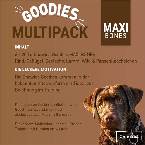 Chewies Training Maxi Snacks Hunde-Leckerli Probier-Paket - gesunde Hunde-Leckerlis ohne Zucker, ideal als Belohnung & Motivation im Hundetraining geeignet, Made in Germany (6 x 200g) – Bild 6