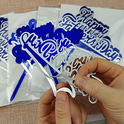Janou 6Pcs Happy Father's Day Cake Toppers Diy Double Layer Self Adhesive Acrylic Cake Decoration For Father's Day Birthday Party Favors #TOP3