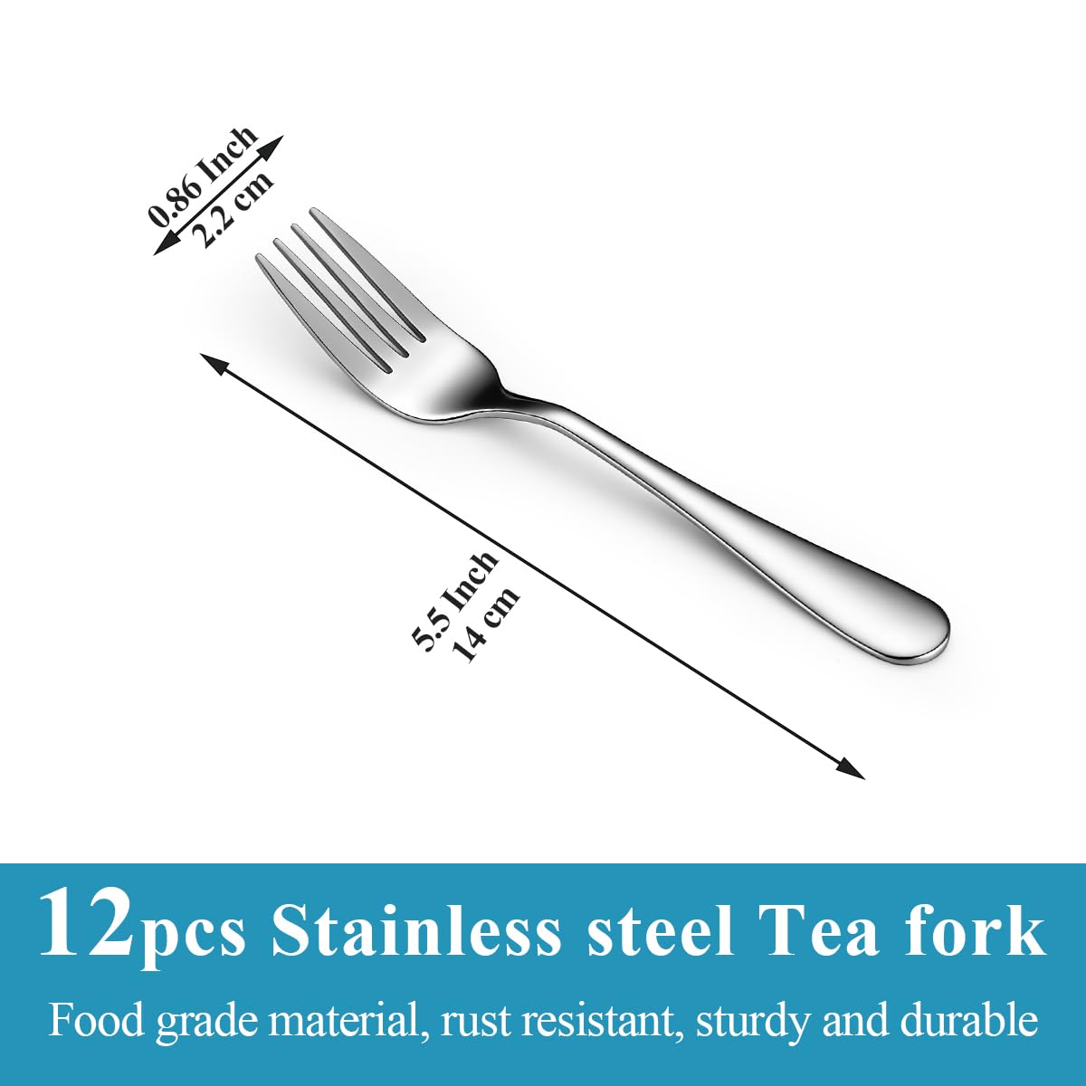 Dessert Forks Set of 12, Berglander Stainless Steel 5.5“ Cake Fork for Cocktail, Dessert, Cake, Tea, Fruit, Cheese, Appetizer Small Forks for Party, Hotel, Restaurant, Cafes Dishwasher Safe — Amazon image 2