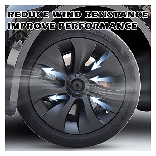 Tire Covers 4Pcs Hub Cap Performance Replacement Wheel Cap 19 20 Inch Automobile Cap Full Cover Bj40 Accessories 2021 2022 Compatible With Tesla Model Y Exterior Accessories ( Color : 20 Inch Matte Bl #TOP2