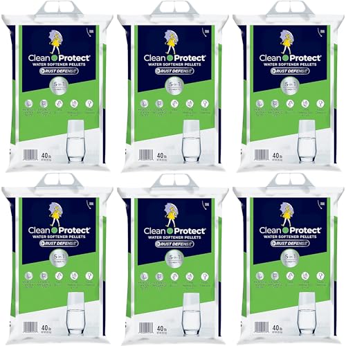 (6 Pack) Clean & Protect Plus Rust Defense Water Softener Salt Pellets – 40 lb Bags (240 lbs Total) – Removes Iron, Reduces Rust Stains, Improves Water Taste, Extends Appliance Life