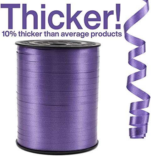 Image of Purple Curling Ribbon by PartyWoo, 500 Yards, Dark Purple, Solid Color, Ideal for Gift Wrapping, Balloons, Crafts, Flowers (1 Roll)