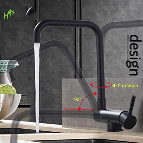 Mitigeur de cuisine noir 360 degrés haute précision à commande unique sur pont