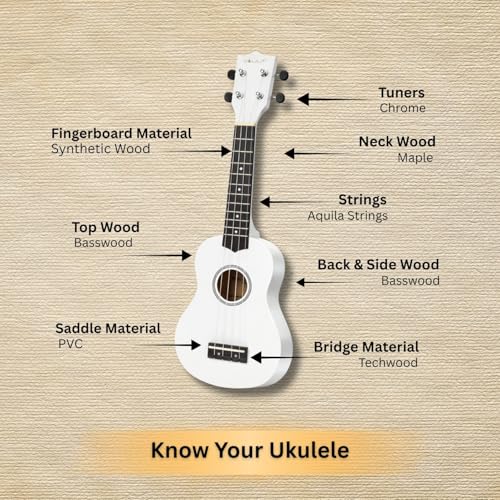 Image of Vault UK-003 Soprano Colourful Ukulele 21 inch With Gig-Bag - White