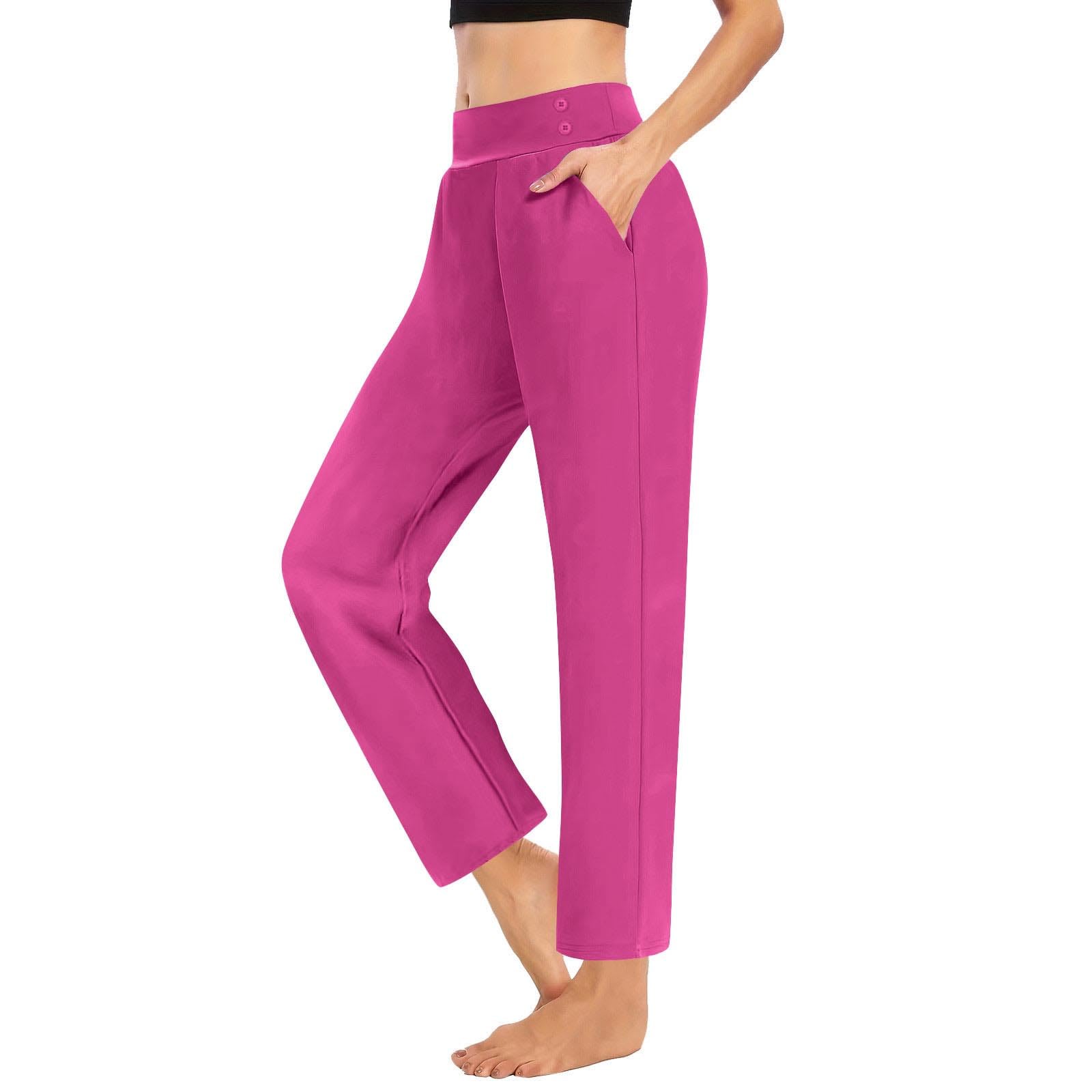 Pantalones de yoga para mujer, cintura alta, oficina, trabajo, negocios, casual, ajuste holgado, pantalones de golf, cómodos, elásticos, deportivos, palazzo, gimnasio, entrenamiento, correr