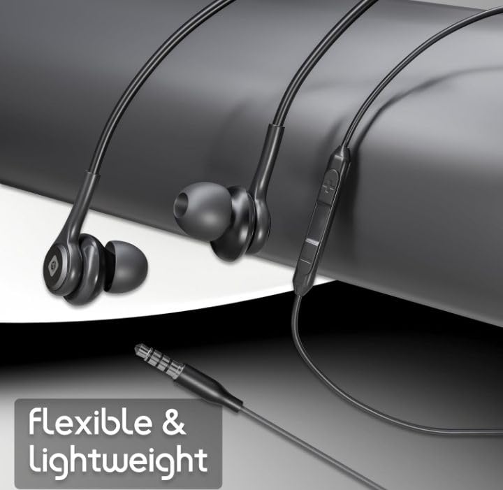 Image of Durable Metal Wired Earphones Earbuds with Microphone & Deep Bass Clear Sound Noise Isolating in Ear Headphones, Stereo Ear Buds for Cell Phones, Laptop, Tablet,