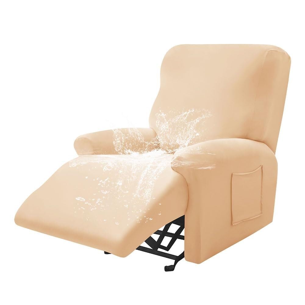 Funda elástica Impermeable para sillón reclinable, Color Liso, Antideslizante, con Bolsillo Lateral, Lavable, Protector de Muebles para Silla.