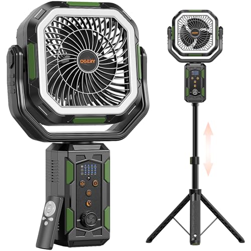 OGERY F21 Camping Fan with Stand, 20000mAh Rechargeable Battery Powered Standing Fan