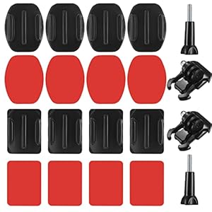 20 Sets Coussinets Adhésifs Compatible avec Gopro, Fixation de Casque en Adhésif, Support Adhésif Incurvé et Plat, Autocollant de Monture compatibles avec GoPro Hero Session/4/3/3+/2 Caméra Action