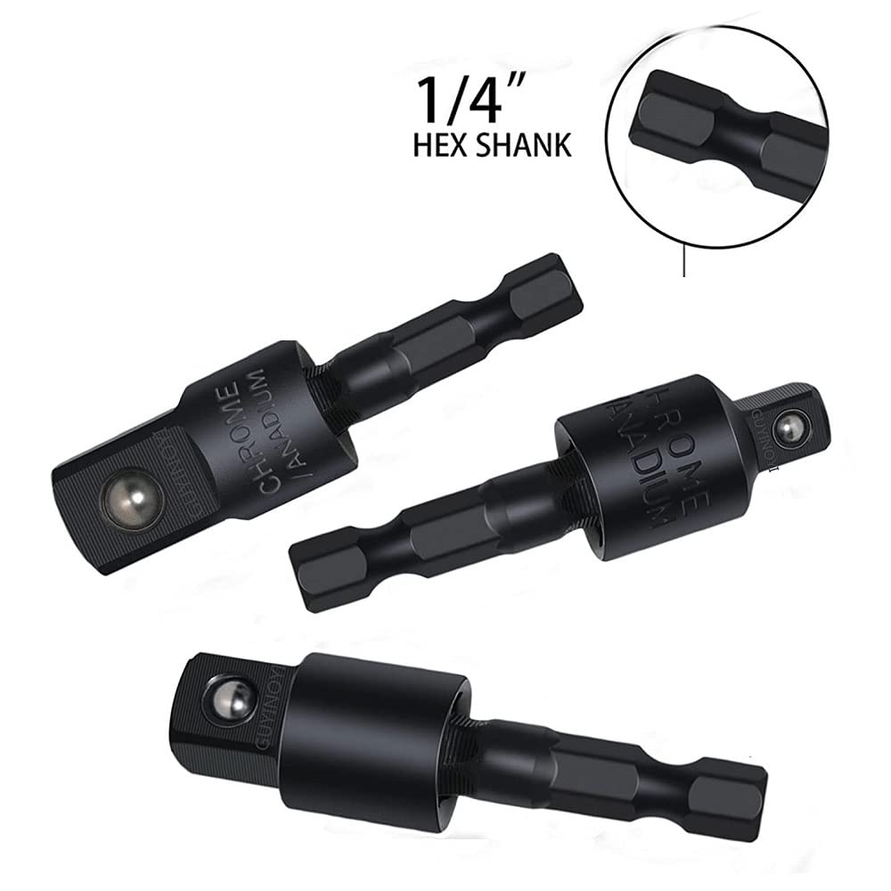 2-delige dopsleutelset, 1/2 inch naar 1/4 inch zeskantschacht slagmoersleuteladapter en schroevendraaierbithouder, adapter voor meer flexibiliteit bij het werken