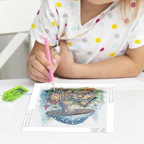 Image of AiYuanzsh Diamond Art Painting Kit Mushroom House 12x12inch | For Adults, 5D Special Shape, For Beginners, Crystal Rhinestones, Home Wall Decoration Gift