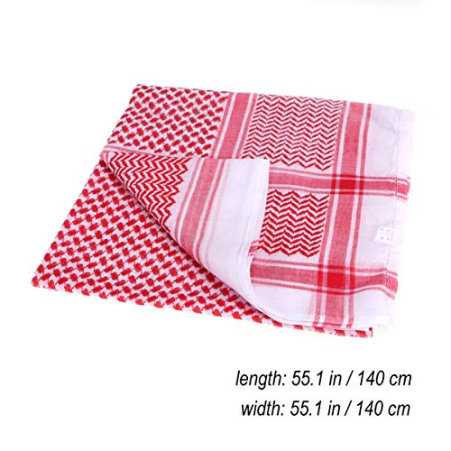 Cachecol masculino ABOOFAN para cabeça árabe vermelho e branco shemagh árabe