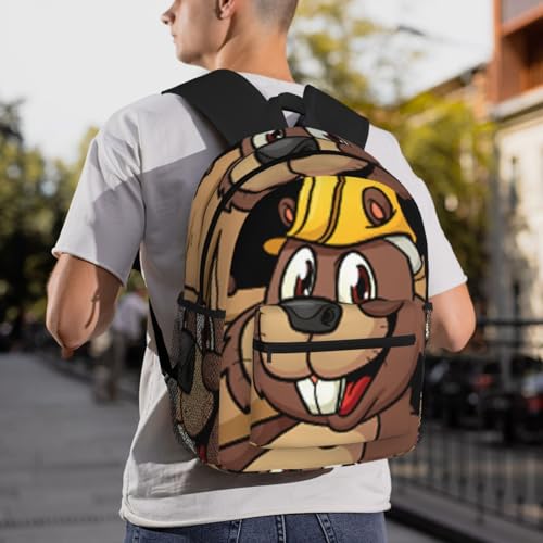 Sac à dos imperméable et décontracté à motif castor